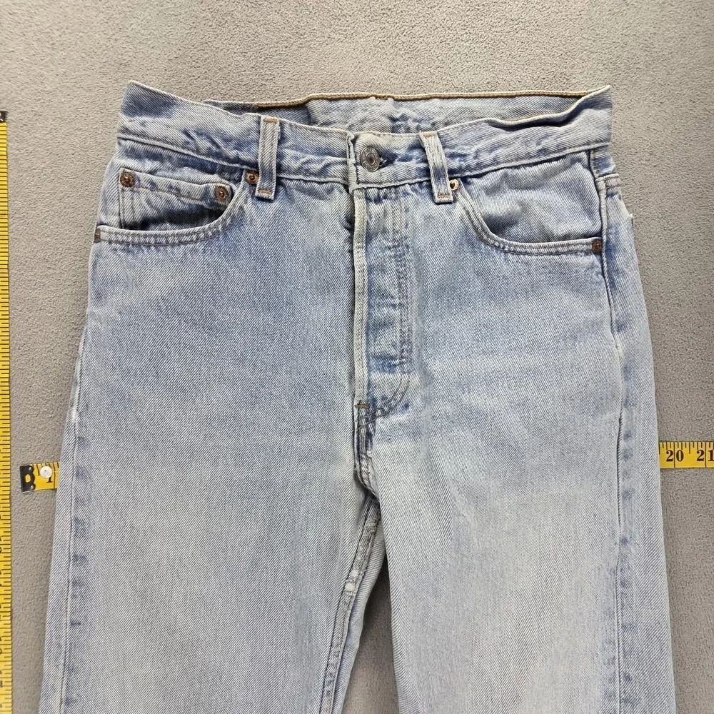 Vintage Levis 501 Jeans Mens Blue Light Wash Button Fly Made In USA Fits 27x30